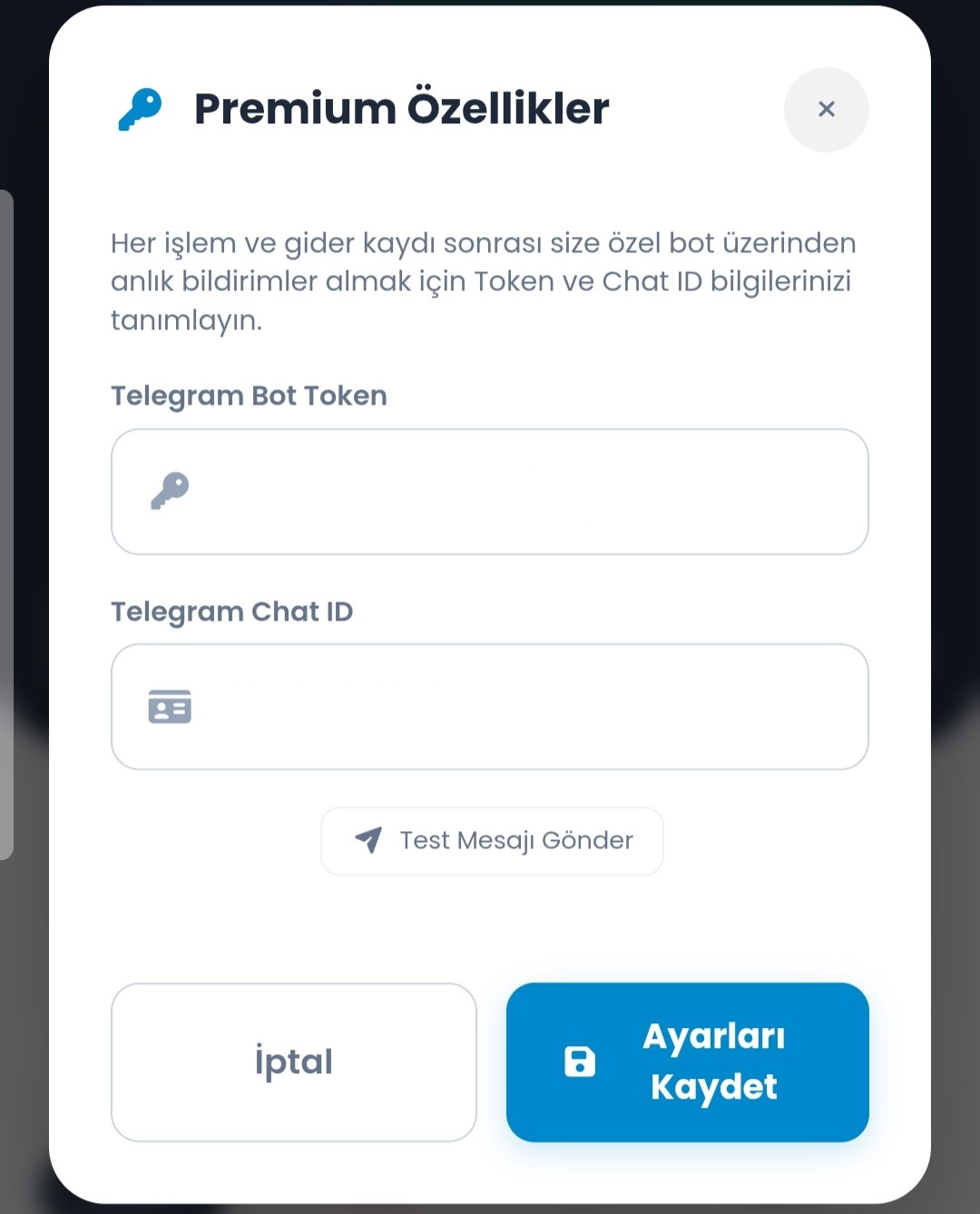 Telegram Bağlantı Kutucuğu