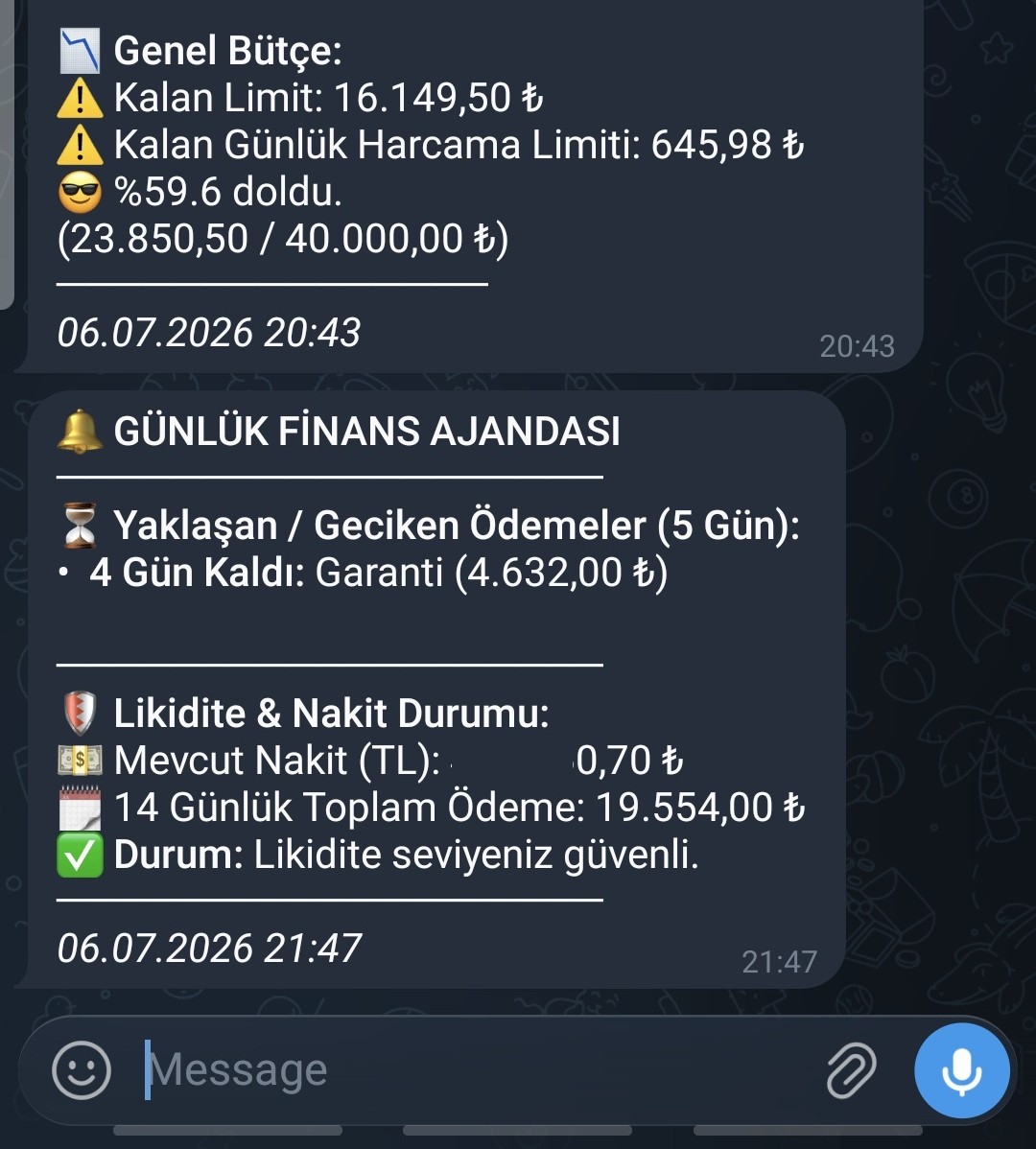 Telegram Ödeme Hatırlatıcısı