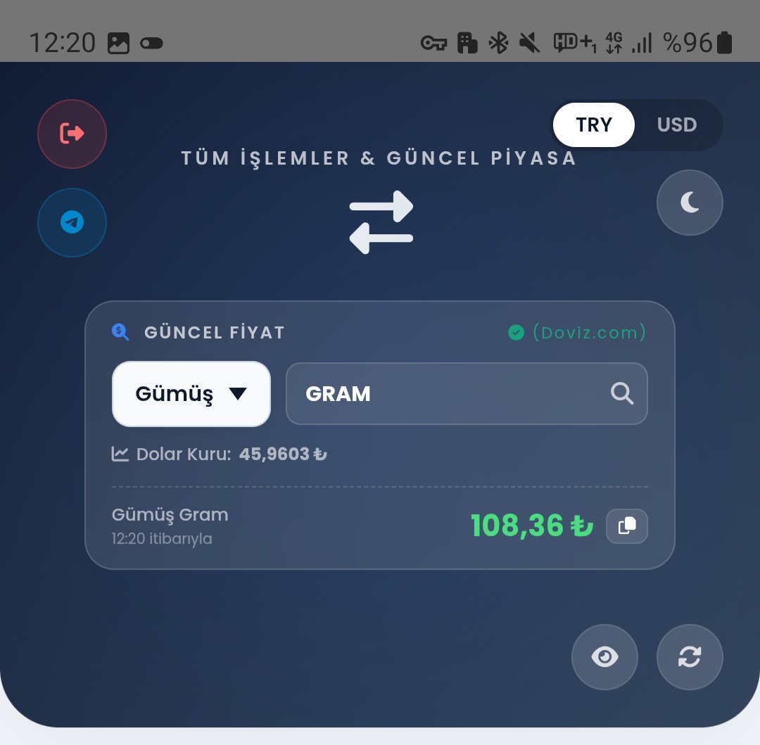 İşlemler Sayfası - Canlı Fiyat Sorgulama