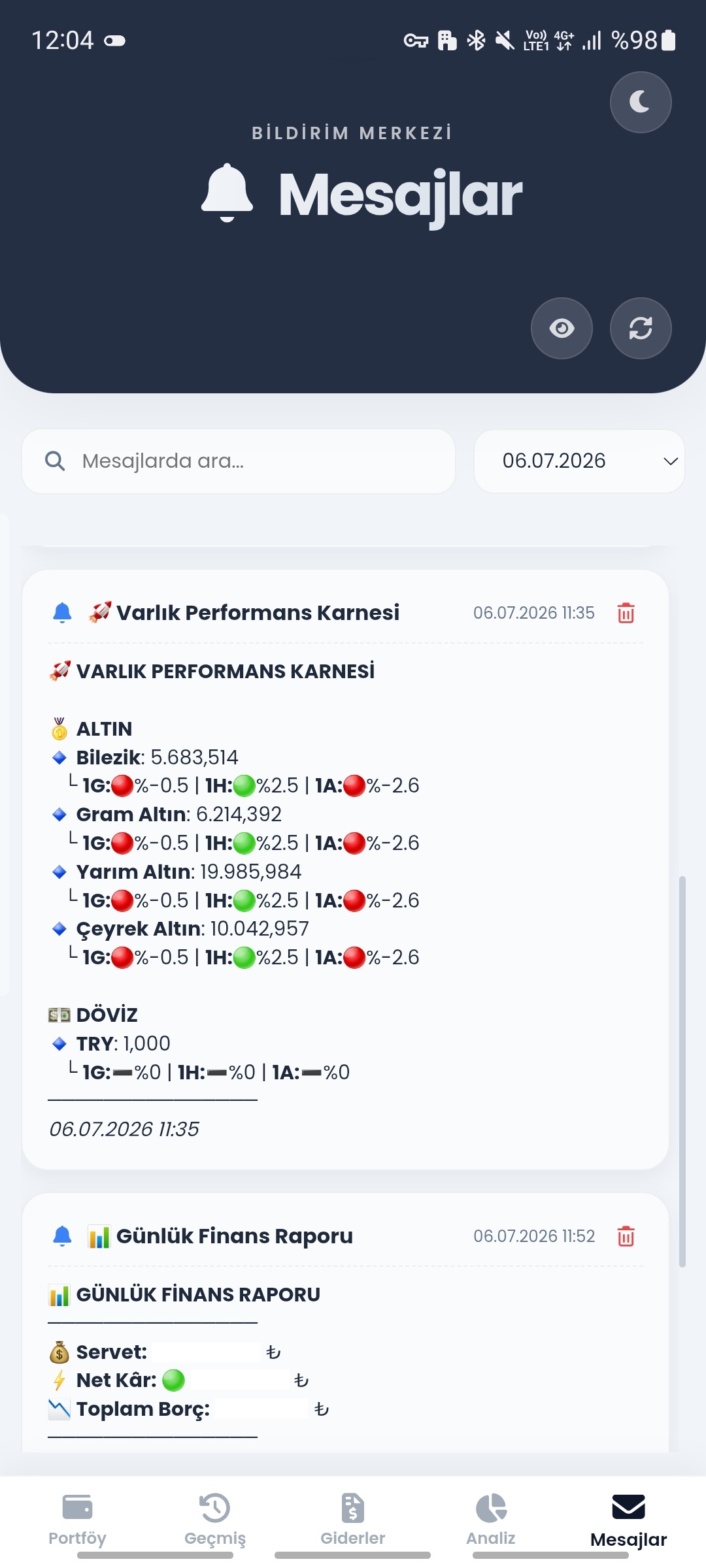 Yeni Mesajlar Ekranı