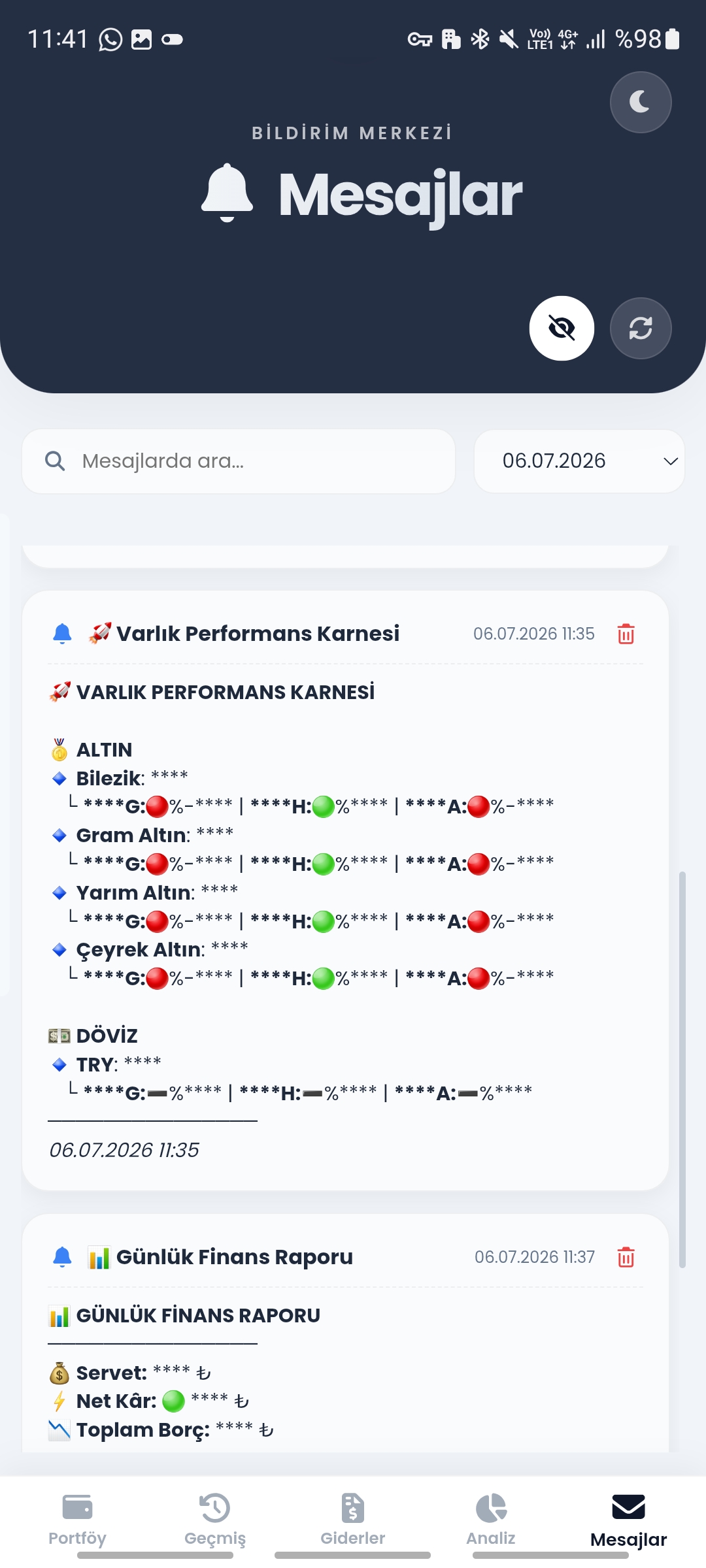Yeni Mesajlar Ekranı