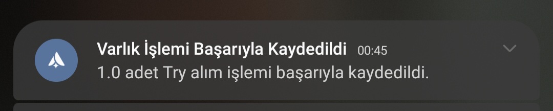 Varlık - Başarılı İşlem Bildirim